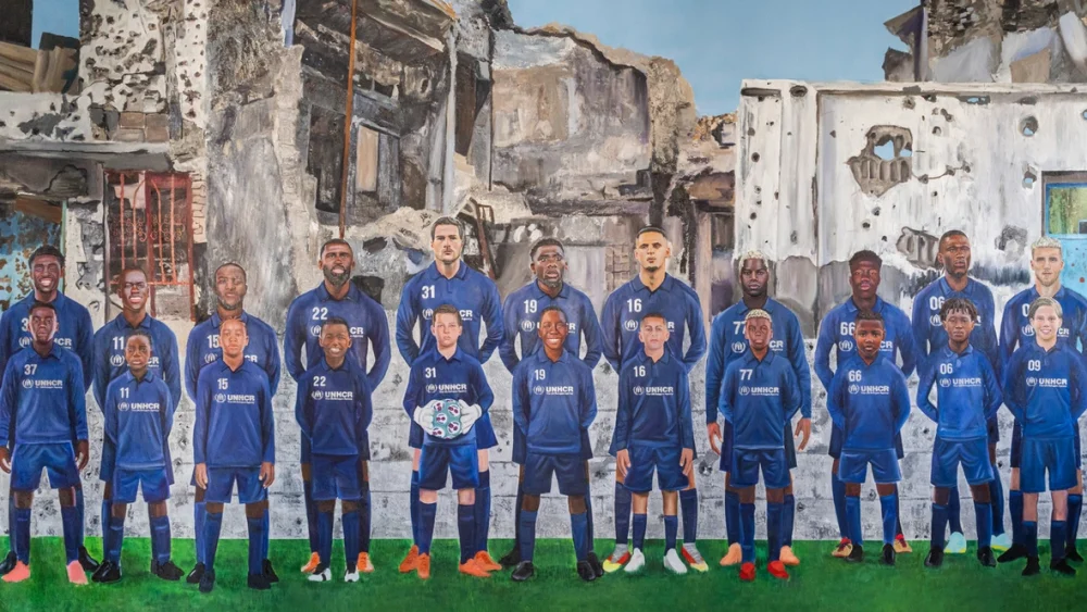 Una imagen de la obra de la artista Carling Jackson que representa al Gamechanging Team de ACNUR. © ACNUR/Devan Head