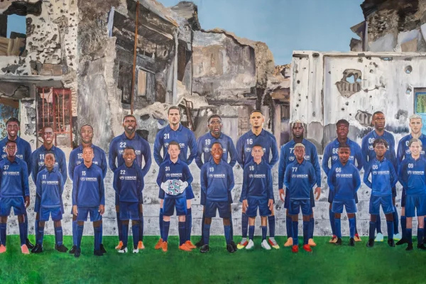 Una imagen de la obra de la artista Carling Jackson que representa al Gamechanging Team de ACNUR. © ACNUR/Devan Head